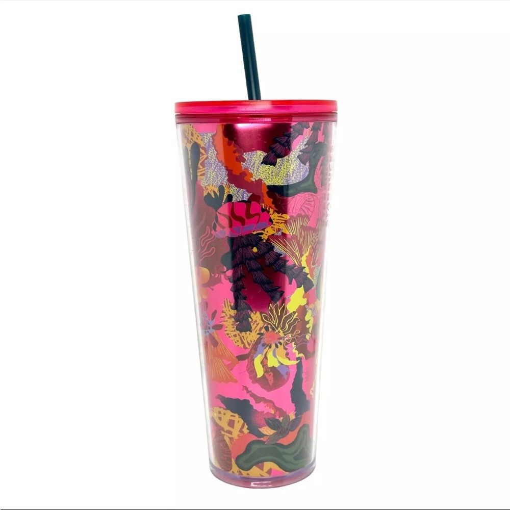 NWT Starbucks Fall 2023 Pink Jellyfish Ocean Scene Venti (24oz) Cold Cup Tumbler